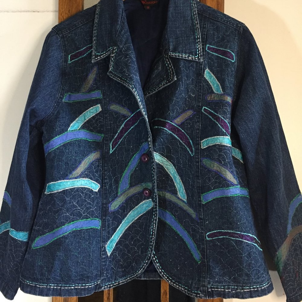 VINTAGE PASSION PATCHWORK DENIM JACKETS SIZE M